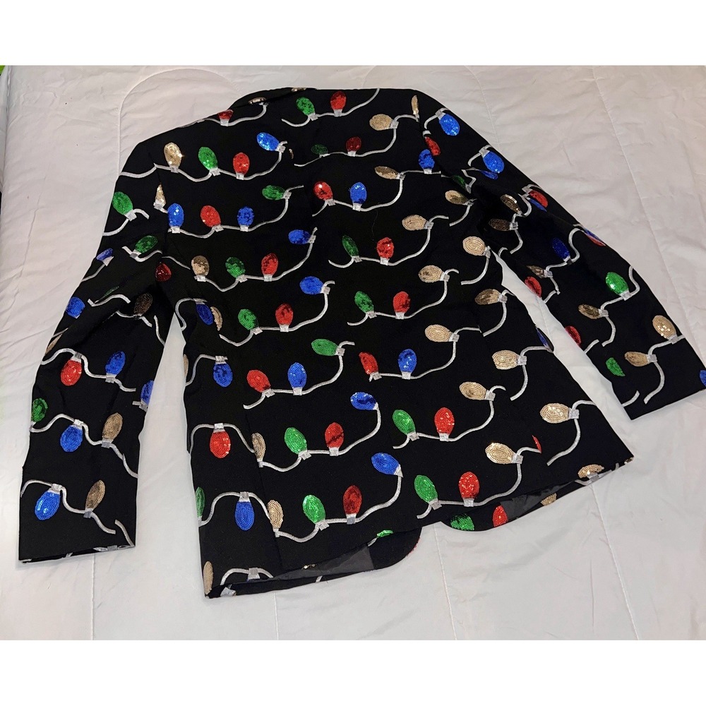 Tipsy‎ Elves Men's Sequin Tangle Wrangler Christmas Light Blazer Party Jacket 40 - Picture 2 of 7